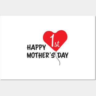 Happy First Mother's day Red Heart Balloon Posters and Art